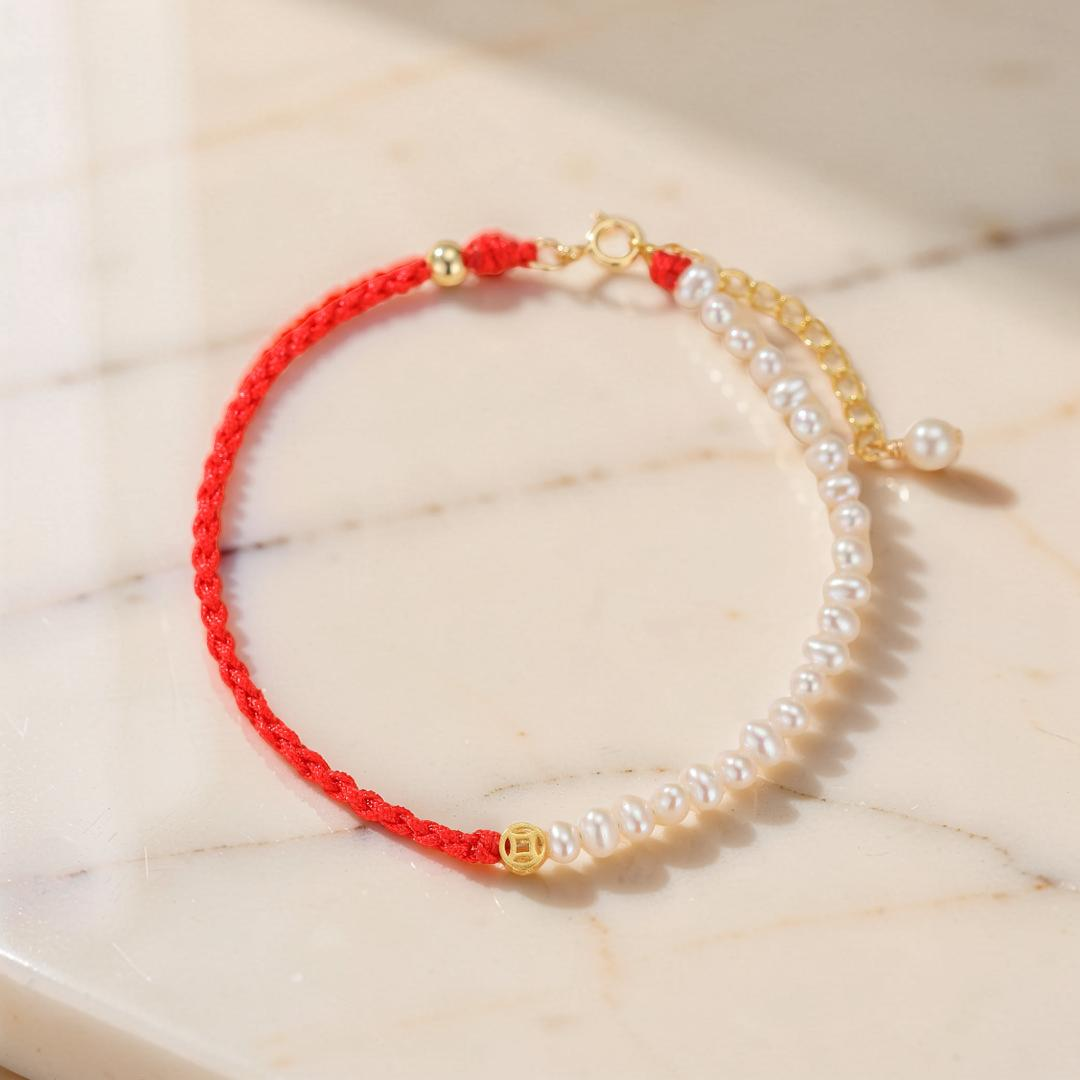 ATELIER-TIBET – Bracelet Cordon Rouge et Perles – Harmonie d'Abondance, Argent 925