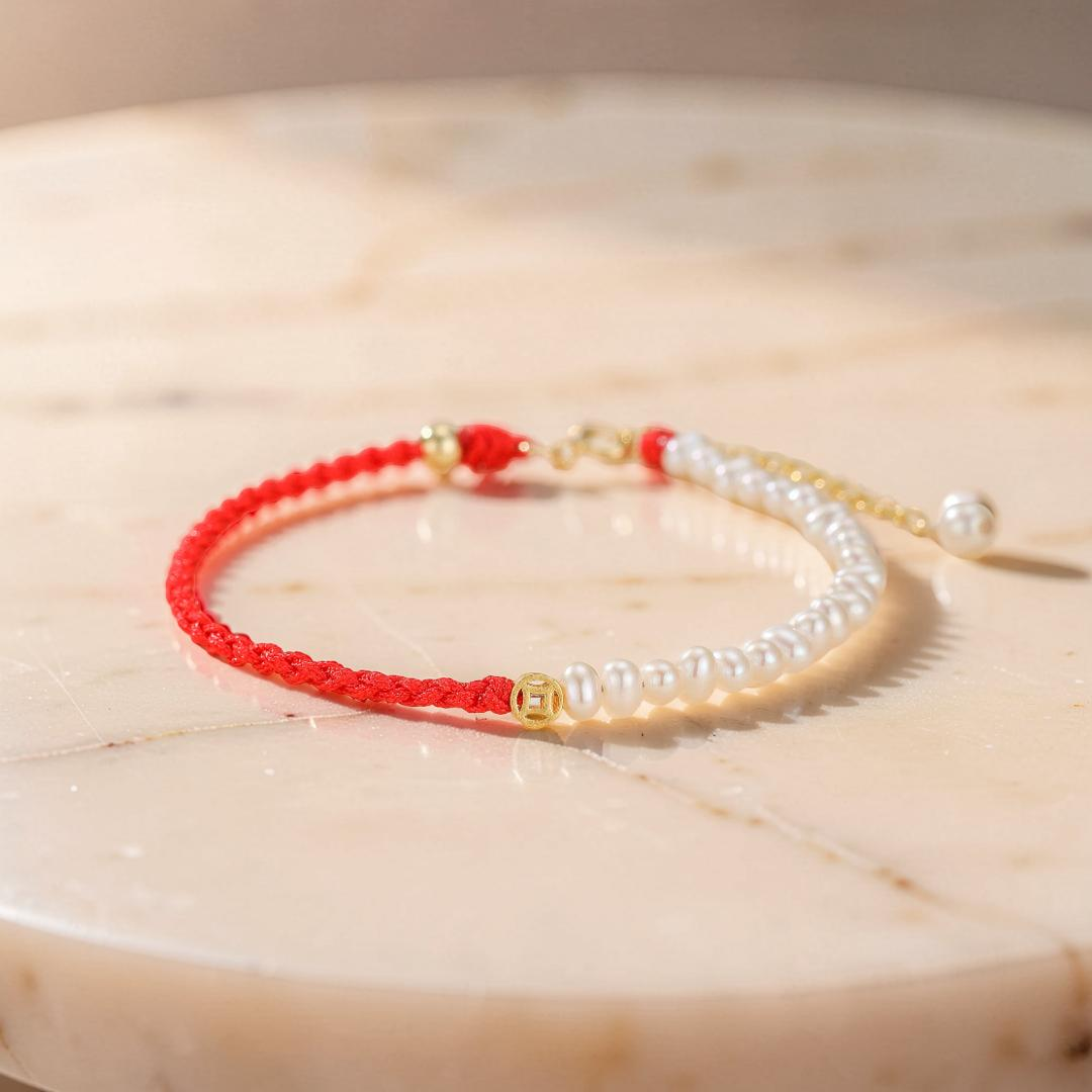 ATELIER-TIBET – Bracelet Cordon Rouge et Perles – Harmonie d'Abondance, Argent 925