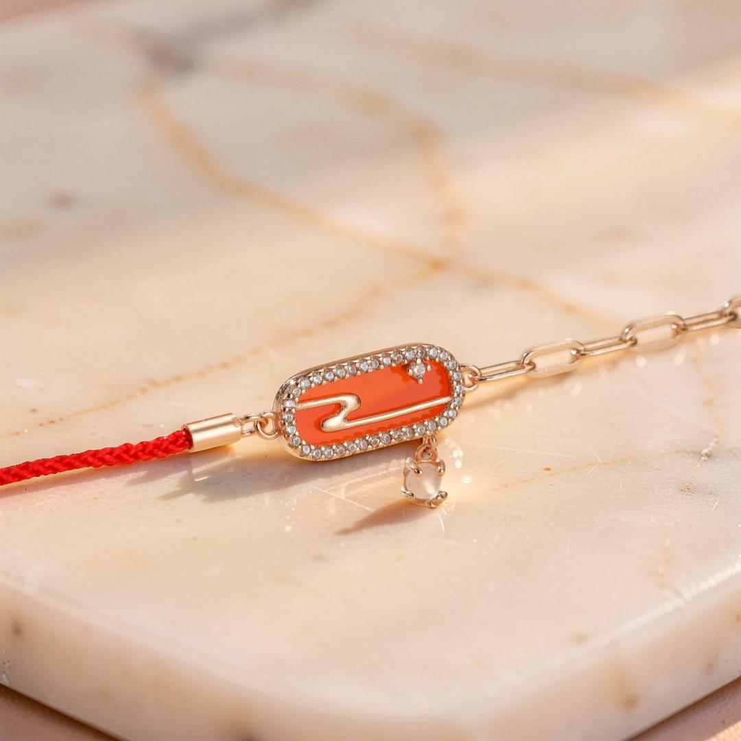 ATELIER-TIBET – Bracelet Cordon Rouge – Nuage Lunaire, Argent Plaqué Or