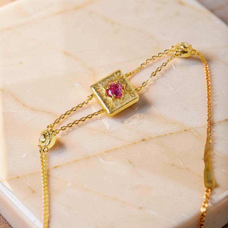 ATELIER-TIBET – Bracelet Cornaline – Joie de vivre, Argent Plaqué Or