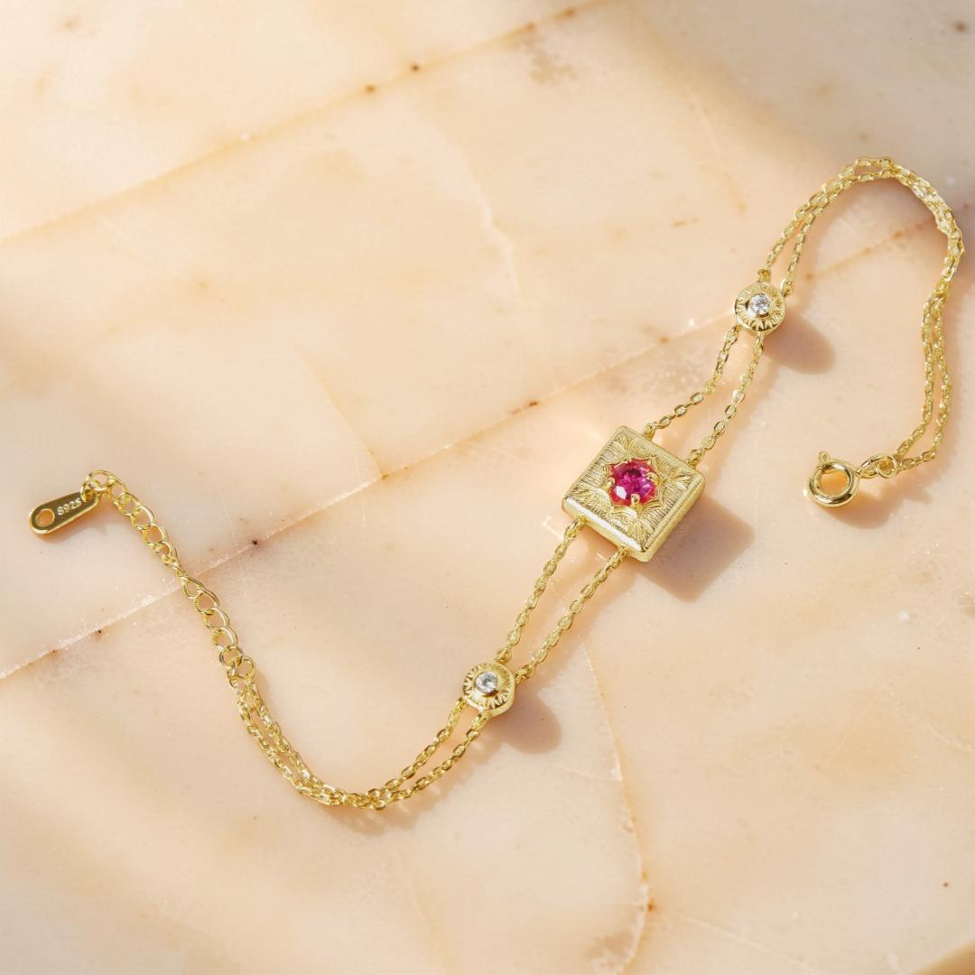 ATELIER-TIBET – Bracelet Cornaline – Joie de vivre, Argent Plaqué Or
