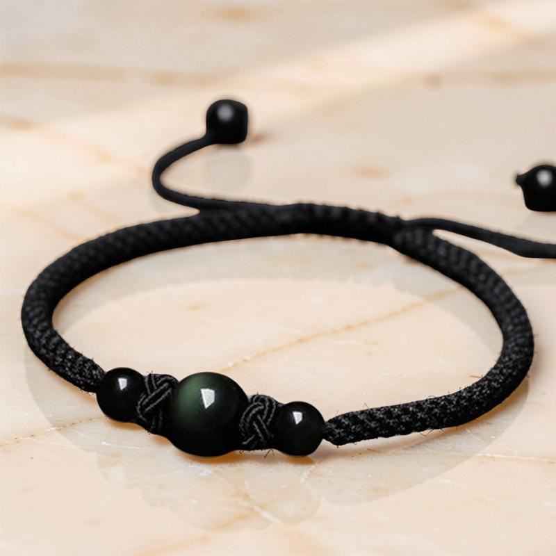 ATELIER-TIBET – Bracelet Agate et Obsidienne - Harmonie, Fil Tibétain