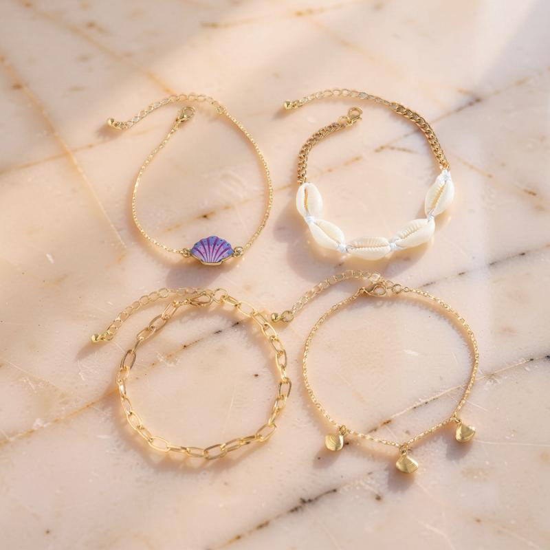 ATELIER-TIBET – Bracelet de Cheville Coquillage – Caresse de l'Atlantide