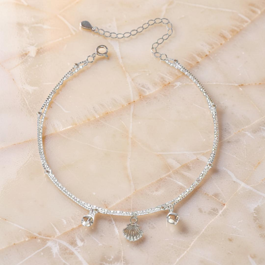 ATELIER-TIBET – Bracelet de Cheville Coquillage – Évasion Marine, Argent 925