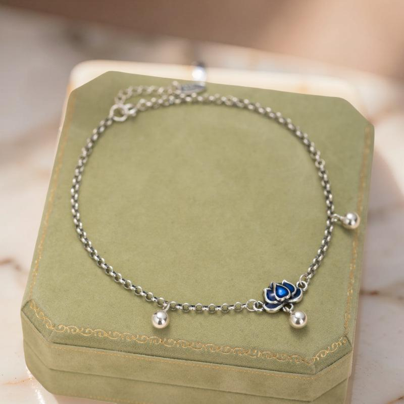 ATELIER-TIBET – Bracelet de Cheville Lotus – Clochette, Argent