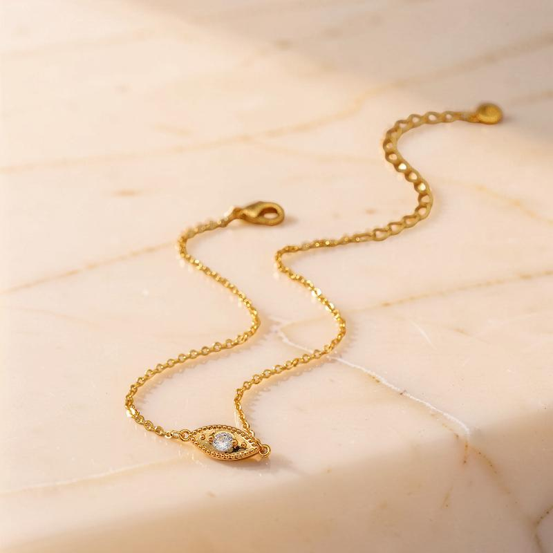 ATELIER-TIBET – Bracelet de Cheville Mauvais Œil – Aura d'Égypte, Plaqué Or