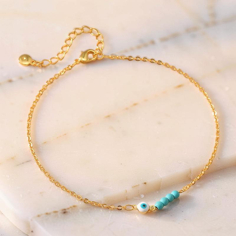 ATELIER-TIBET – Bracelet de Cheville Mauvais Œil – Garde Serein, Plaqué Or