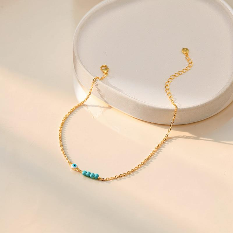 ATELIER-TIBET – Bracelet de Cheville Mauvais Œil – Garde Serein, Plaqué Or
