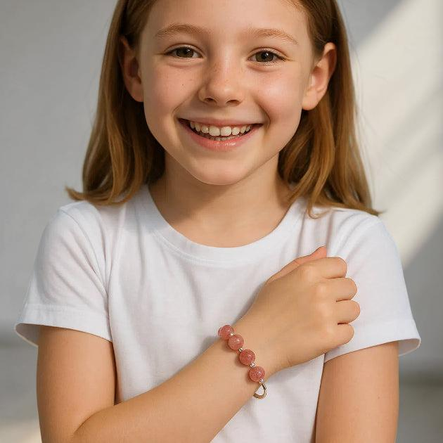 ATELIER-TIBET – Bracelet Enfant Quartz Fraise – Douce Harmonie, Argent 925