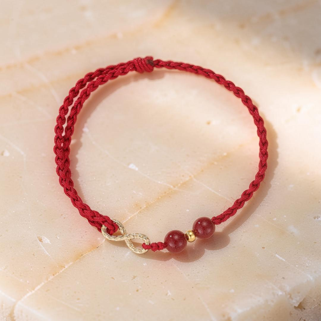 ATELIER-TIBET – Bracelet Fil Rouge – Bonheur Infini, Plaqué Or