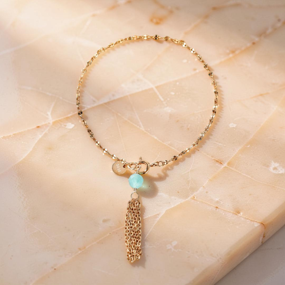 ATELIER-TIBET – Bracelet Fin en Amazonite, Lapis Lazuli ou Péridot – Petits Éclats