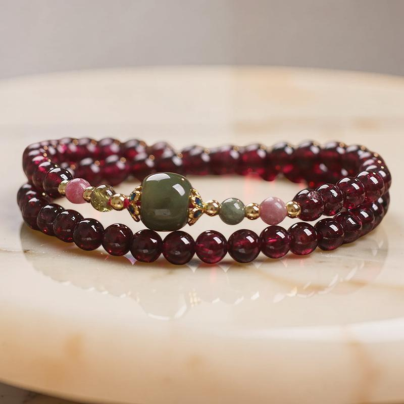 ATELIER-TIBET – Bracelet Grenat et Jade – Passion et Énergie
