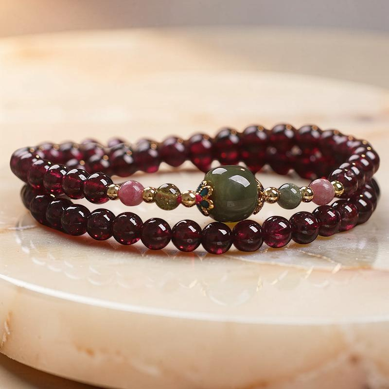 ATELIER-TIBET – Bracelet Grenat et Jade – Passion et Énergie