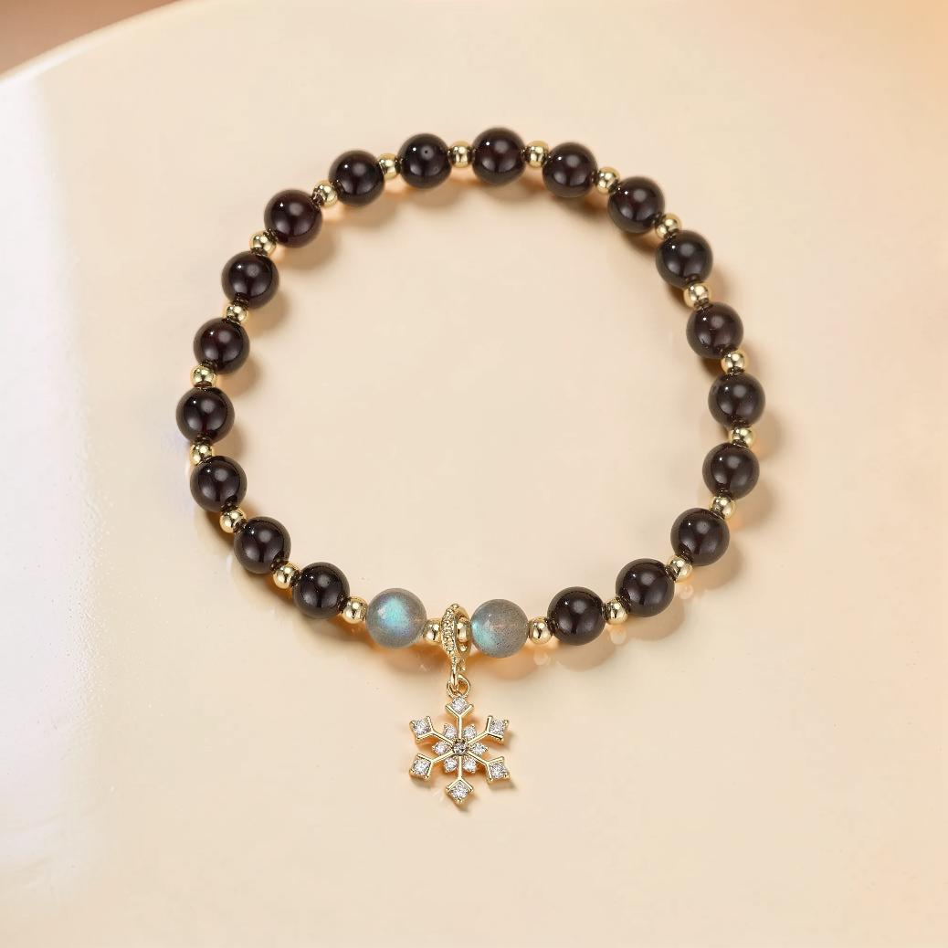 ATELIER-TIBET – Bracelet Grenat et Labradorite – Charme Hivernal