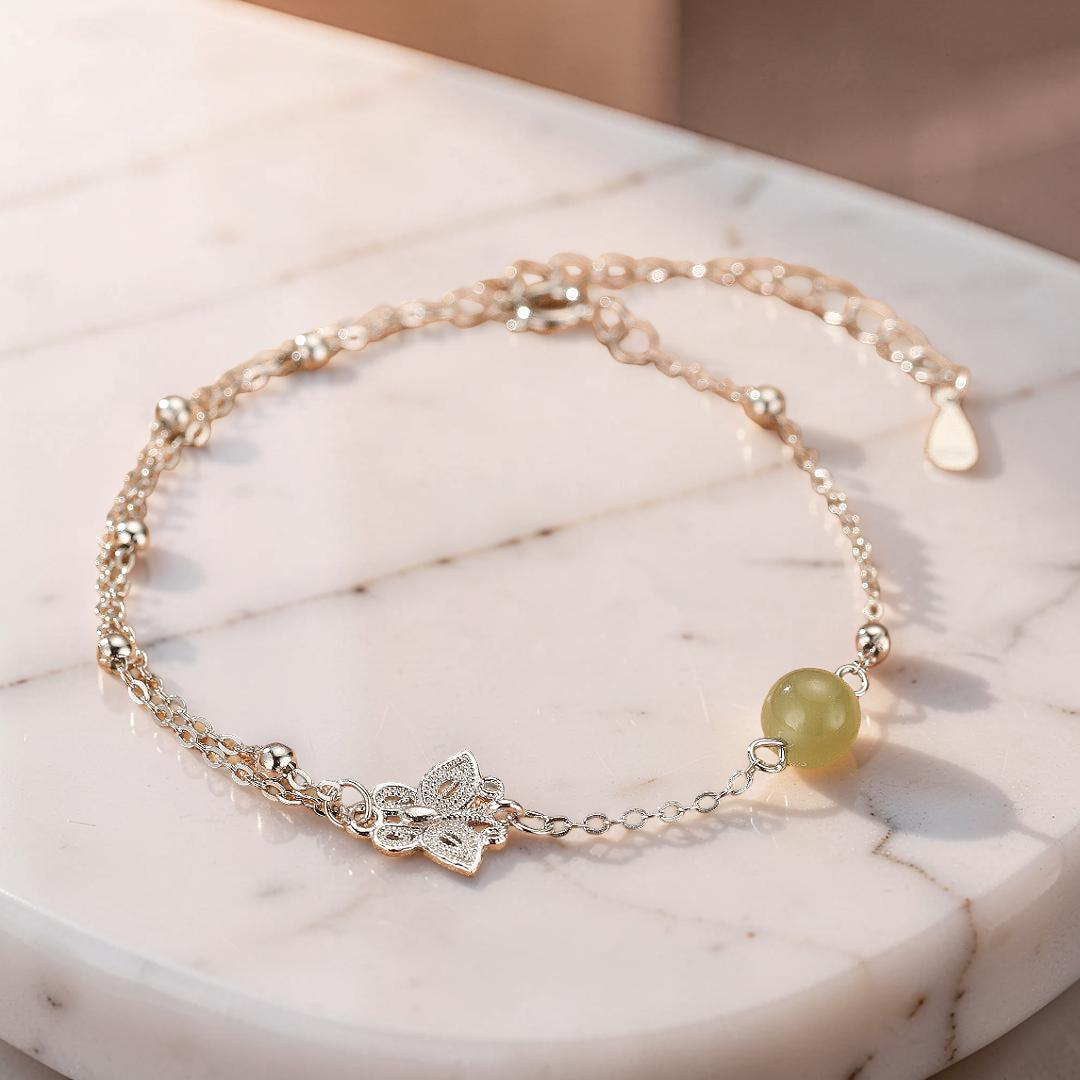 ATELIER-TIBET – Bracelet Jade – Douceur Aérienne, Argent
