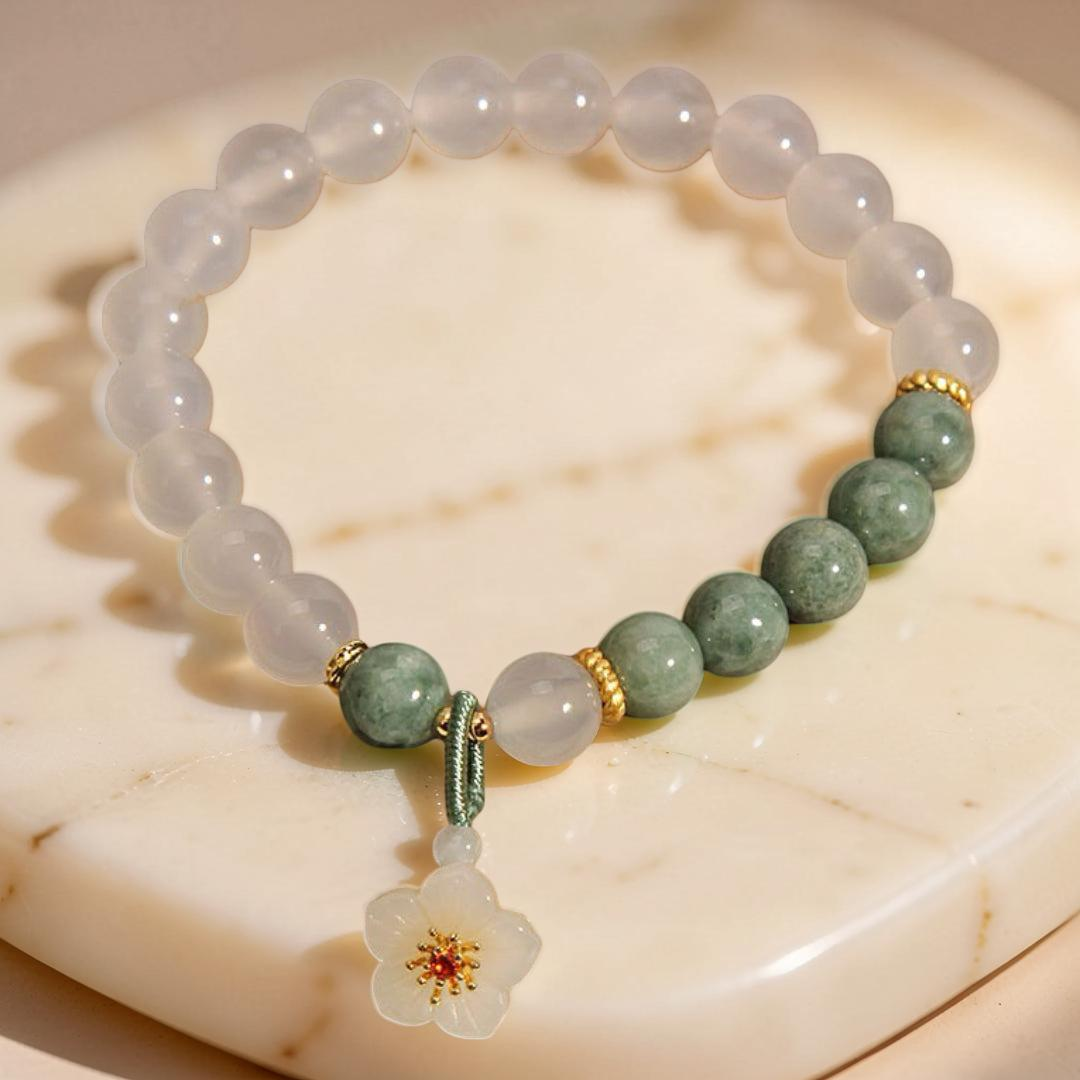 ATELIER-TIBET – Bracelet Jade et Agate – Douceur Cerise