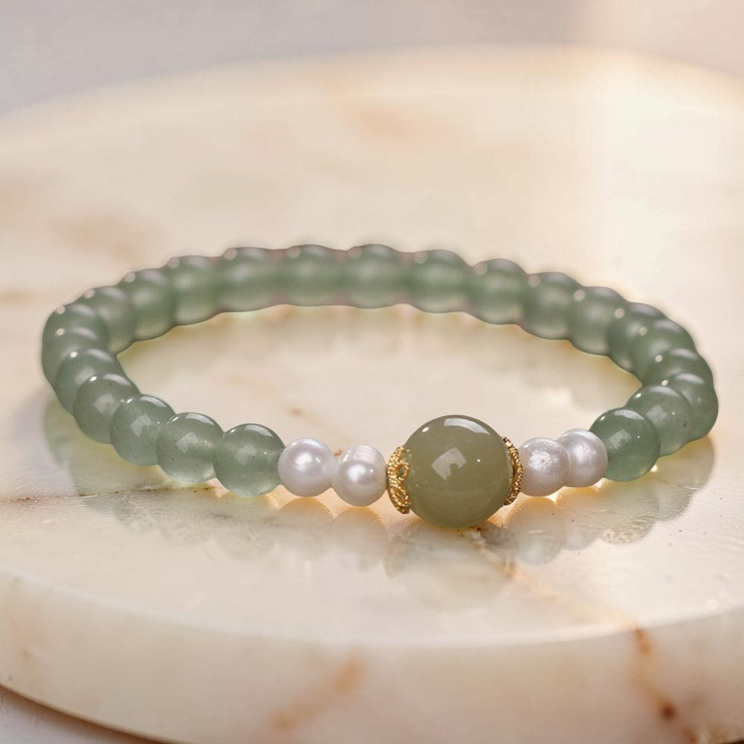 ATELIER-TIBET – Bracelet Jade et Perle – Harmonie Éternelle