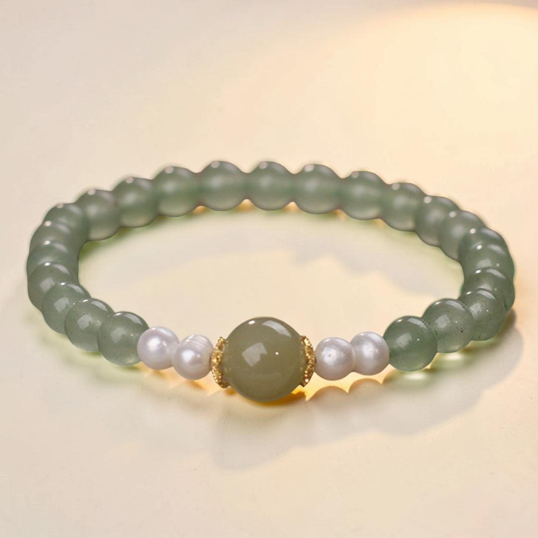 ATELIER-TIBET – Bracelet Jade et Perle – Harmonie Éternelle