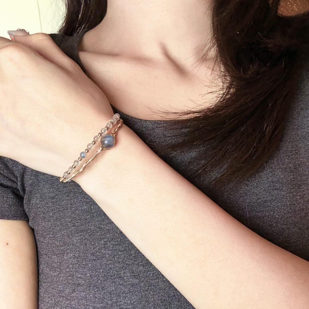 ATELIER-TIBET – Bracelet Labradorite – Clair de Lune, Plaqué Or