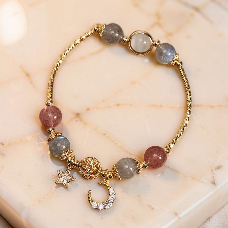 ATELIER-TIBET – Bracelet Labradorite et Quartz Fraise – Apaisement