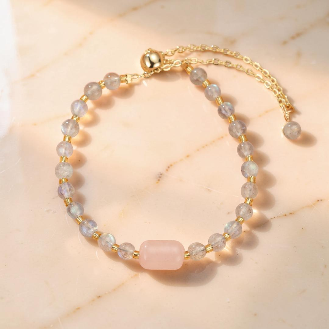 ATELIER-TIBET – Bracelet Labradorite et Quartz Rose – Reflet Intérieur