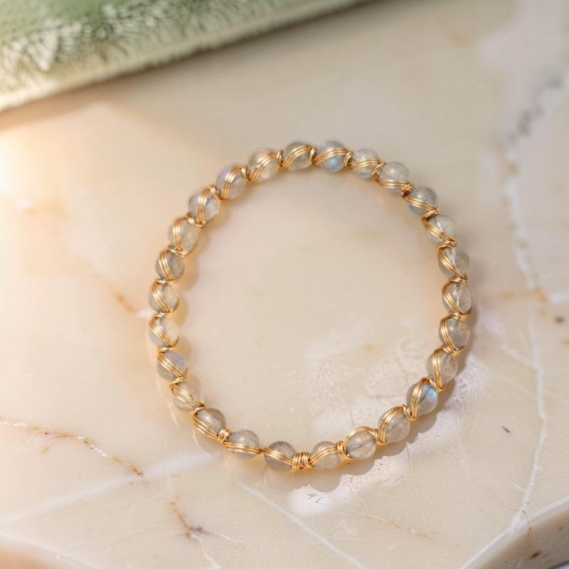 ATELIER-TIBET – Bracelet Labradorite – Lumière Intérieure, Argent Plaqué Or