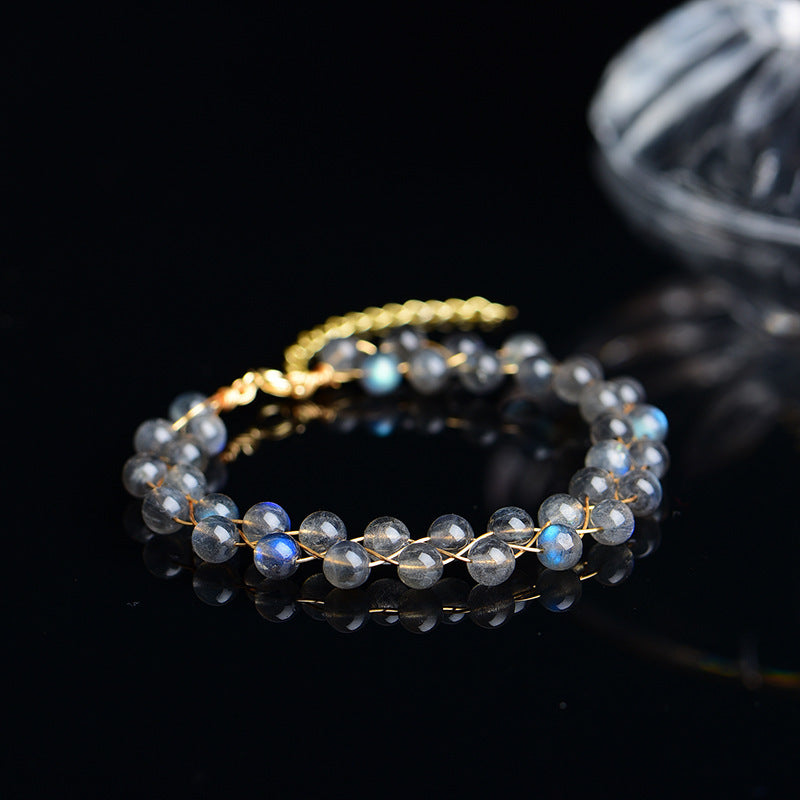 ATELIER-TIBET – Bracelet Labradorite - Luna, Argent Plaqué Or