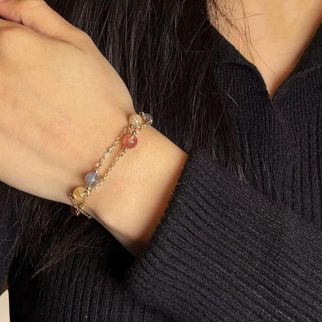 ATELIER-TIBET – Bracelet Labradorite, Quartz Fraise et Citrine – Murmure Céleste