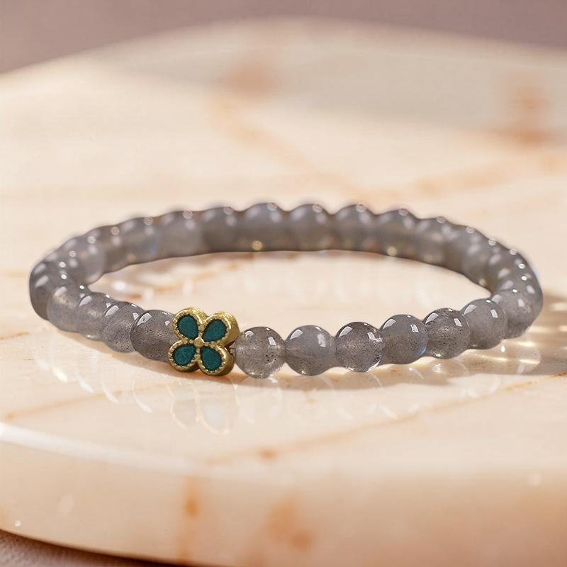 ATELIER-TIBET – Bracelet Labradorite Trèfle à Quatre Feuilles – Chance et Apaisement