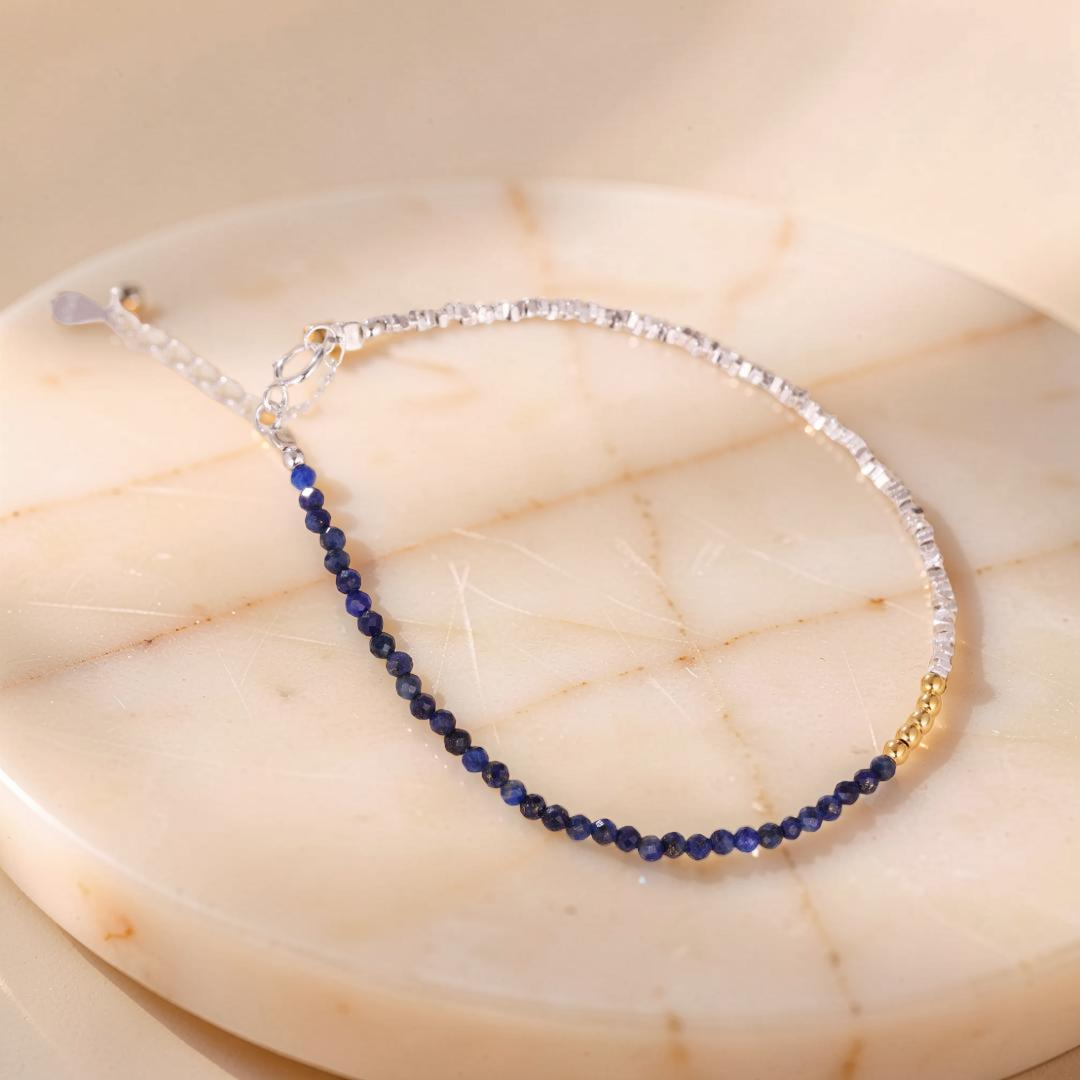 ATELIER-TIBET – Bracelet Lapis Lazuli – Équilibre Lumineux, Argent