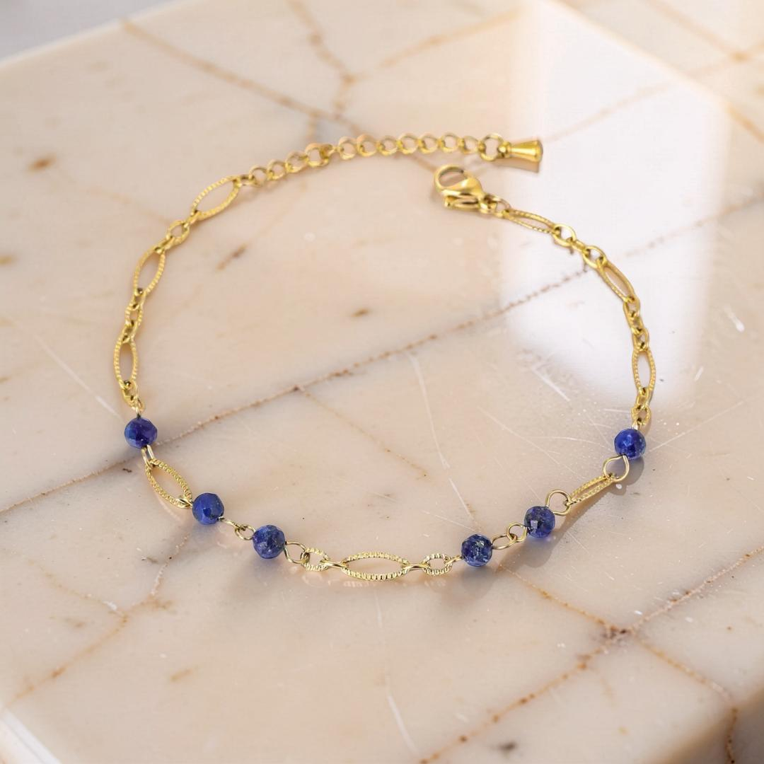 ATELIER-TIBET – Bracelet Lapis-Lazuli – Sérénité Dorée