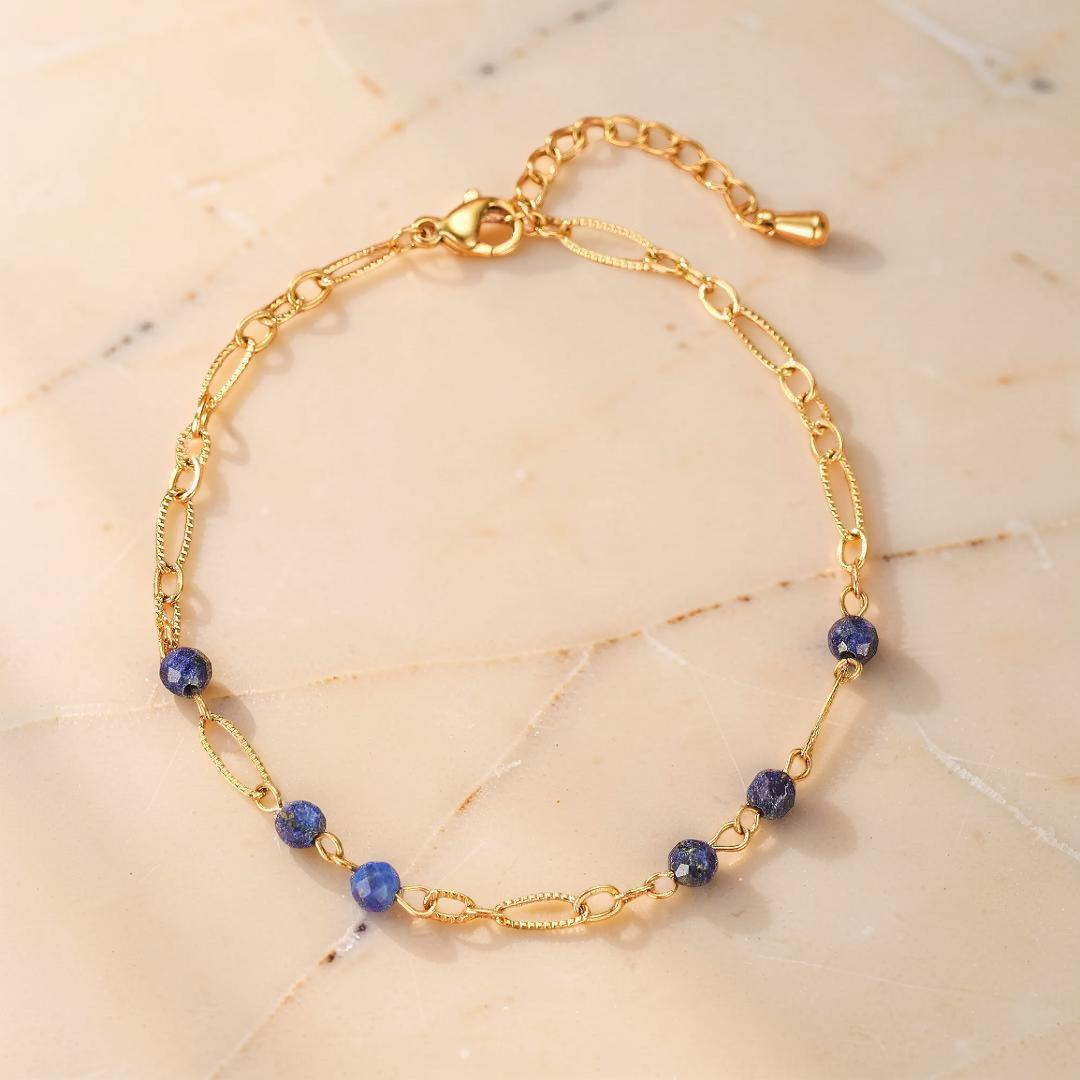 ATELIER-TIBET – Bracelet Lapis-Lazuli – Sérénité Dorée