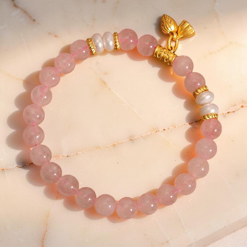 ATELIER-TIBET – Bracelet Lotus en Quartz Rose – Douceur Lotus