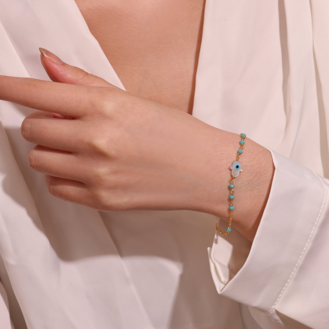 ATELIER-TIBET – Bracelet Mauvais Œil – Protection Céleste, Argent Plaqué Or