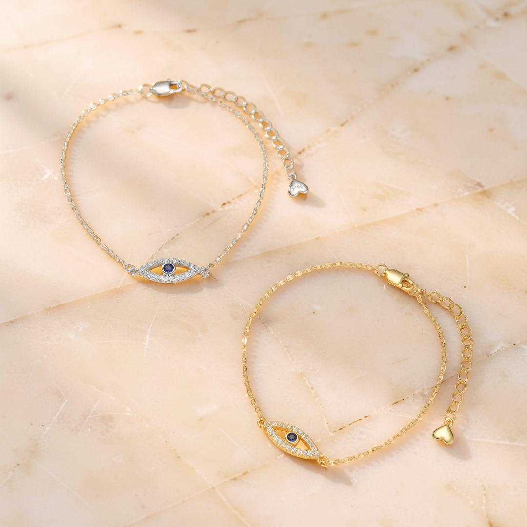 ATELIER-TIBET – Bracelet Mauvais Œil – Protection Éternelle, Argent 925