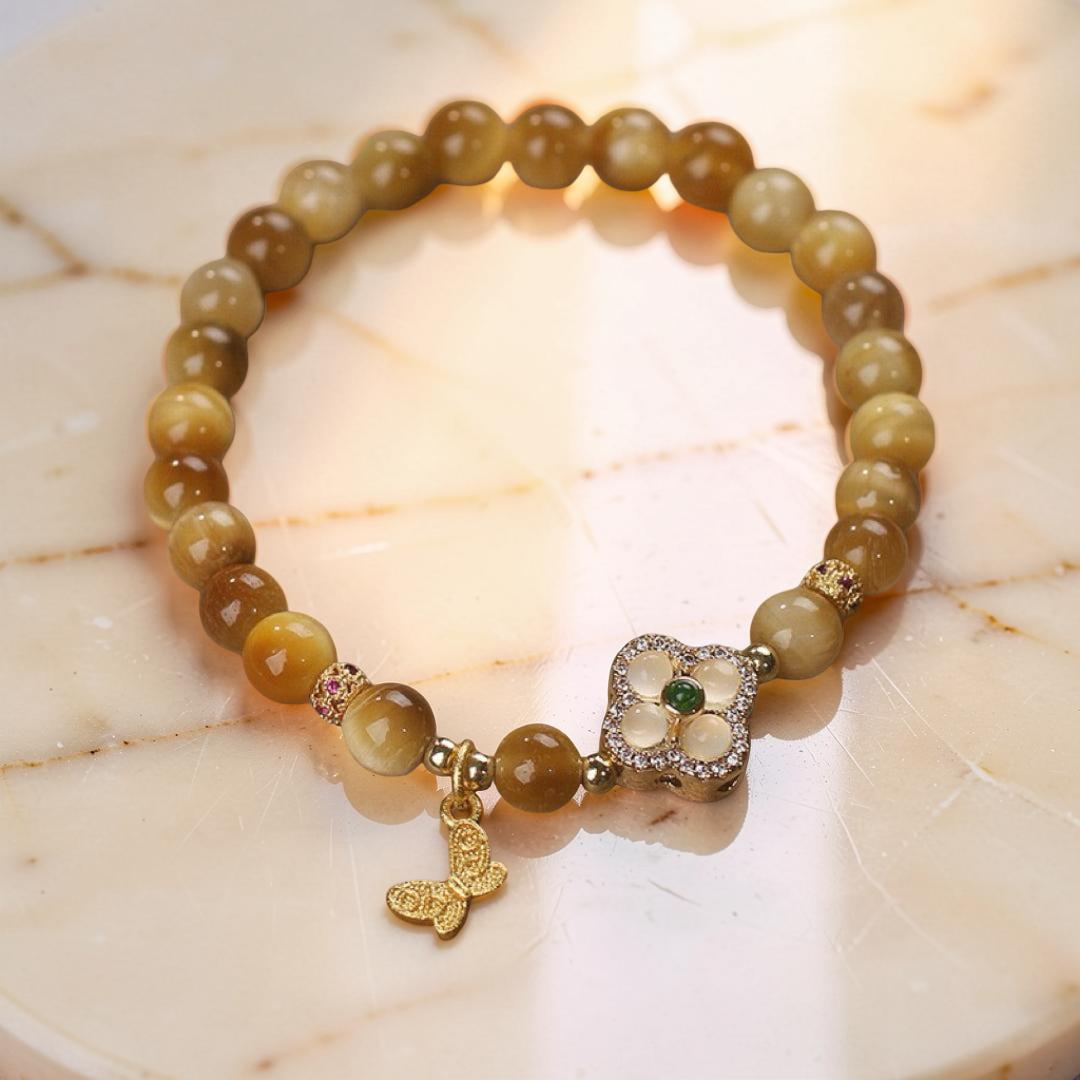 ATELIER-TIBET – Bracelet Œil de Tigre – Chance Papillon