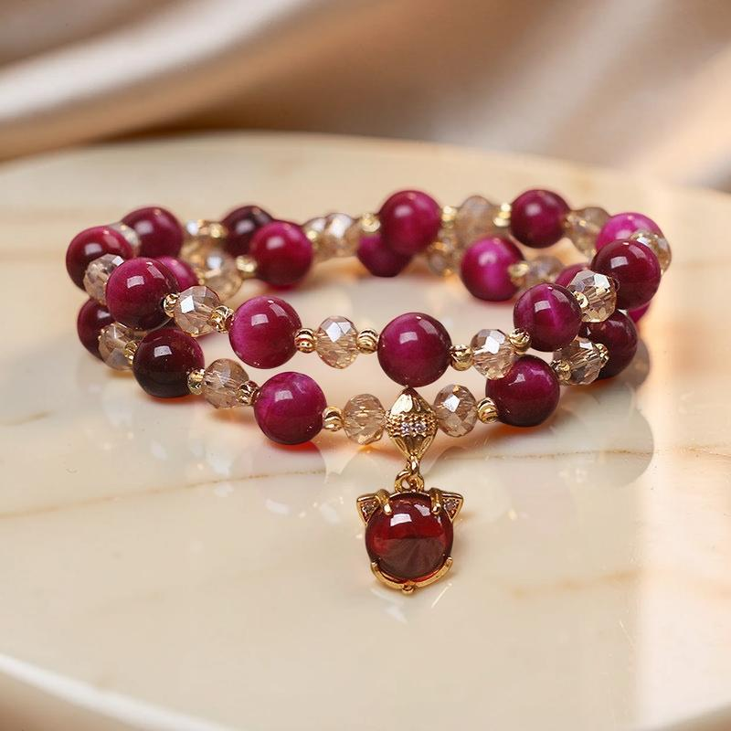 ATELIER-TIBET – Bracelet Œil de Tigre – Charme Félin, Argent Plaqué Or