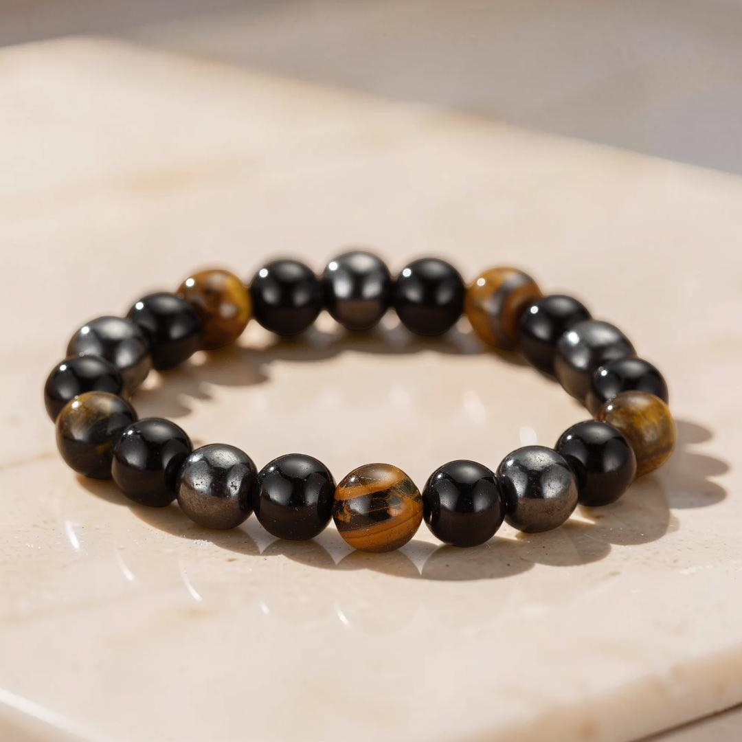 ATELIER-TIBET – Bracelet Œil de Tigre et Hématite – Force Intérieure