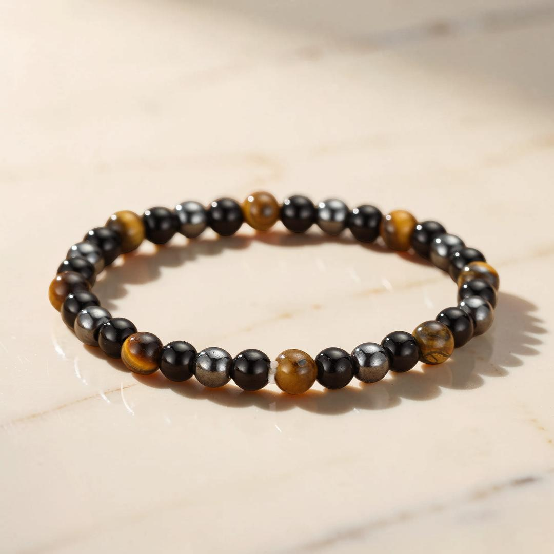 ATELIER-TIBET – Bracelet Œil de Tigre et Hématite – Force Intérieure