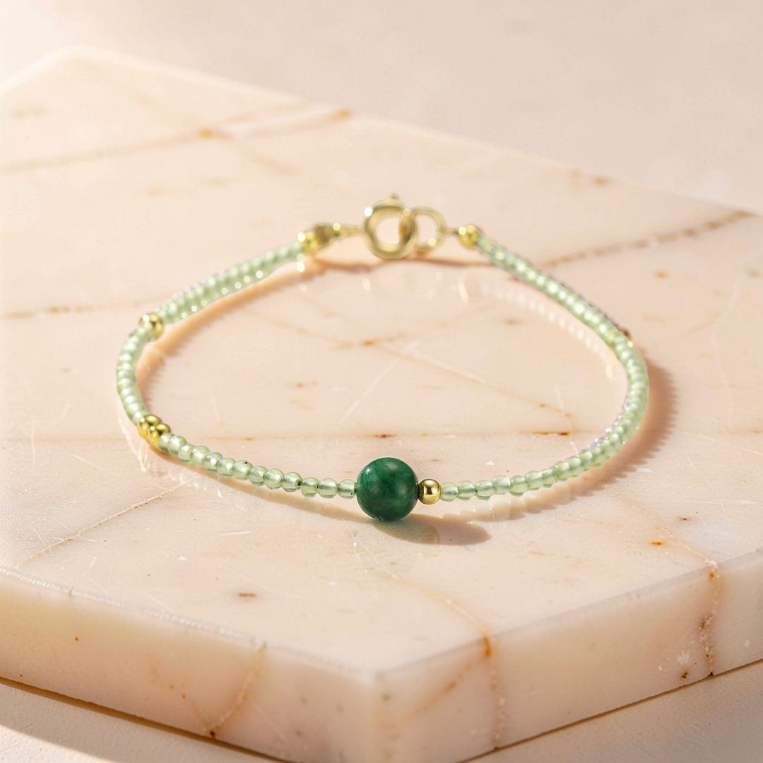 ATELIER-TIBET – Bracelet Péridot et Jade – Vitalité Naturelle