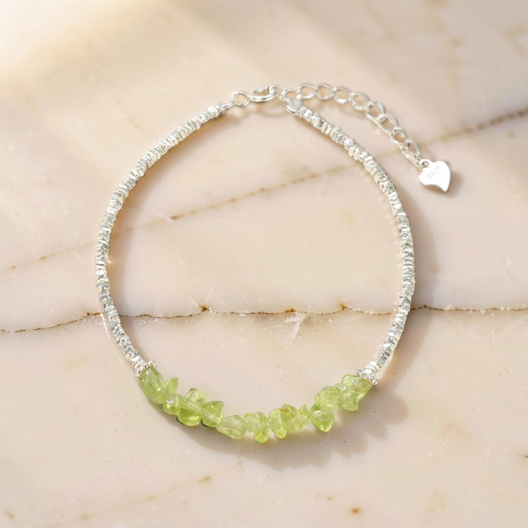 ATELIER-TIBET – Bracelet Péridot – Onde Végétale, Argent