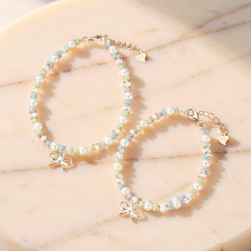 ATELIER-TIBET – Bracelet Perle, Cristal de Roche et Céramique – Danse des Ombres, Argent