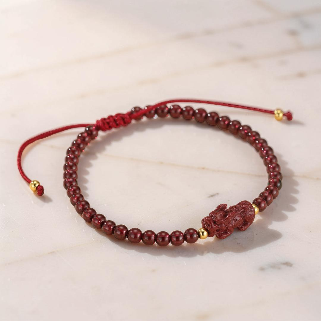 ATELIER-TIBET – Bracelet Pi Xiu en Cinabre et Grenat – Richesse