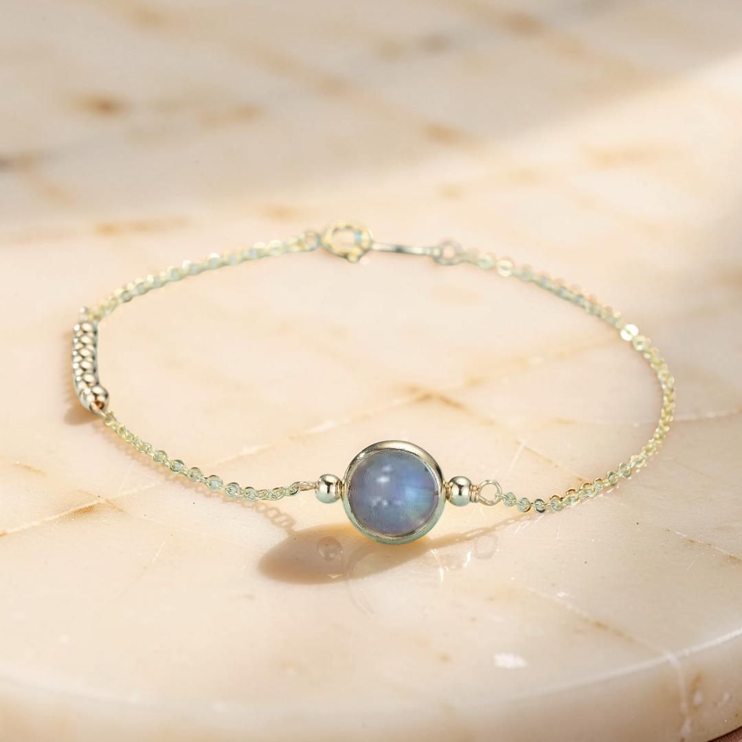 ATELIER-TIBET – Bracelet Pierre de Lune Bleue – Clair de Rêve