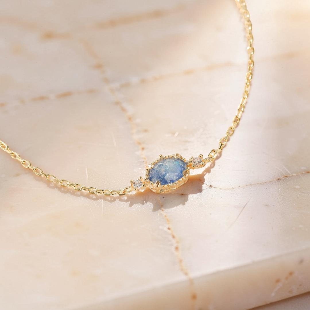 ATELIER-TIBET – Bracelet Pierre de Lune – Luna, Argent Plaqué Or