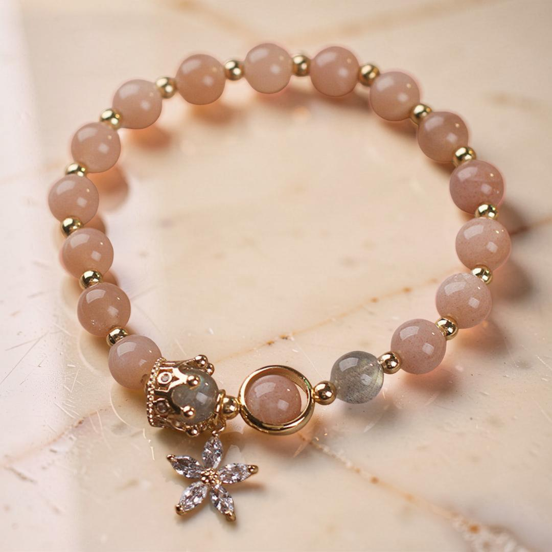 ATELIER-TIBET – Bracelet Pierre de Soleil et Labradorite – Couronne Fleurie