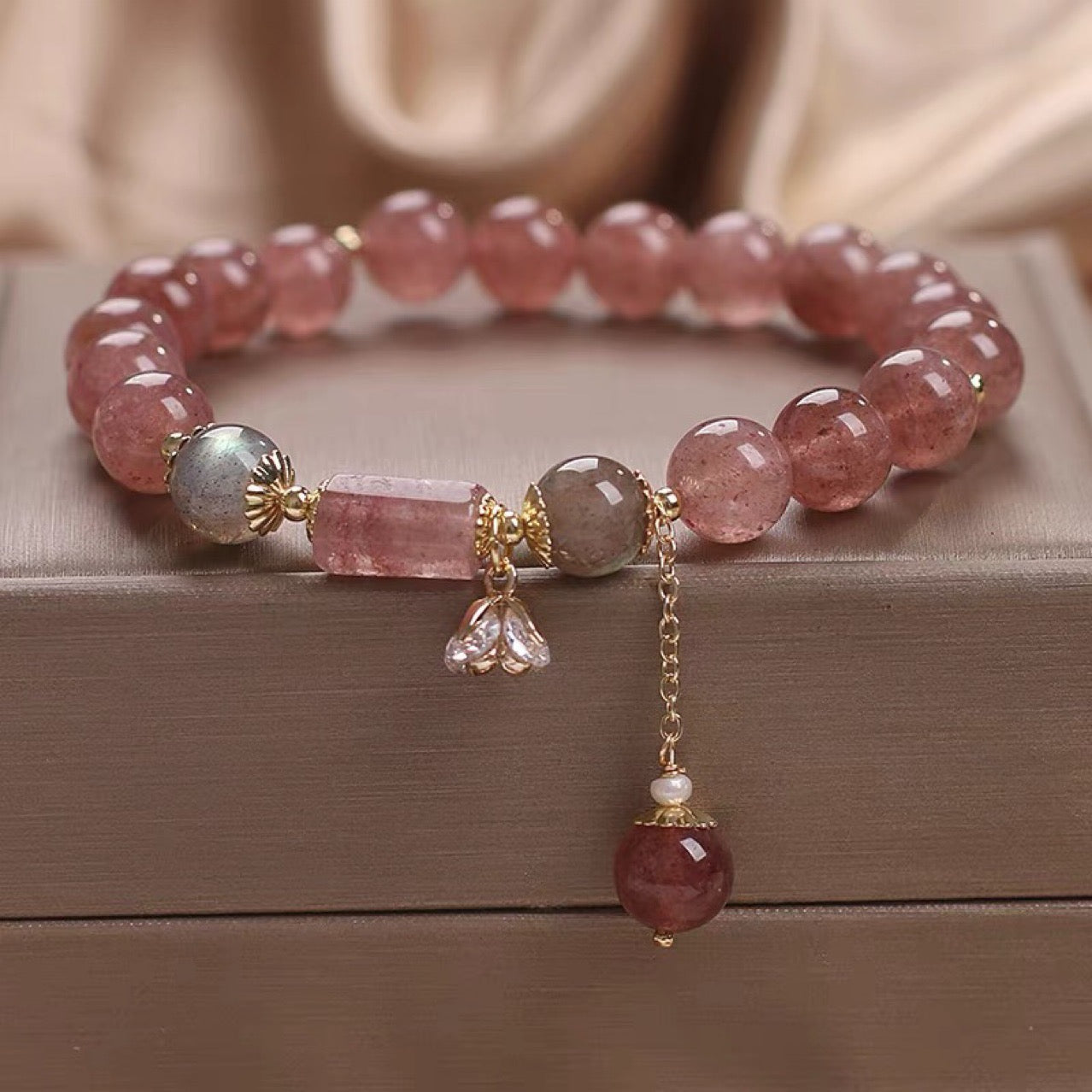 ATELIER-TIBET – Bracelet Quartz Fraise – Douceur Rosée