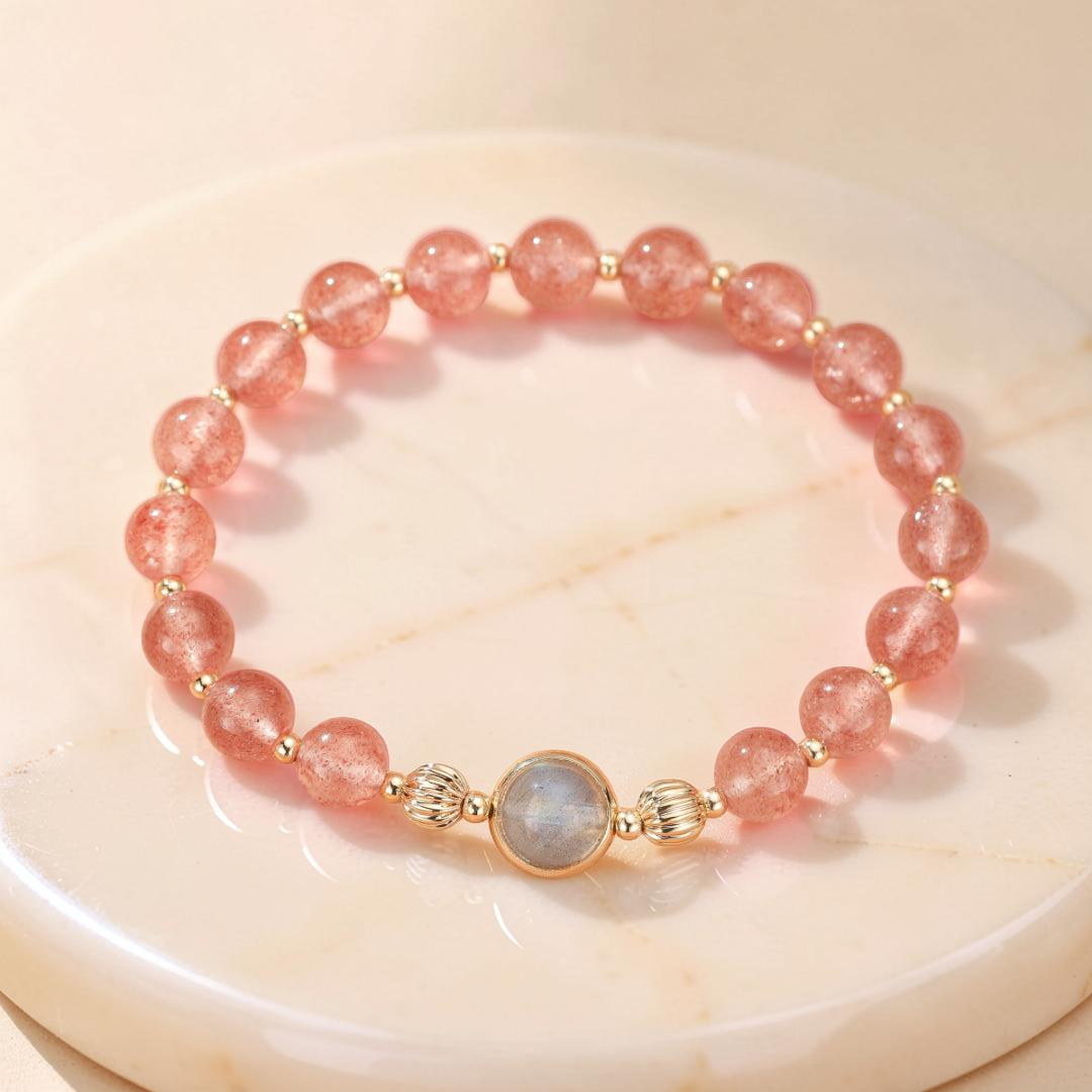 ATELIER-TIBET – Bracelet Quartz Fraise et Labradorite – Harmonie Lumineuse