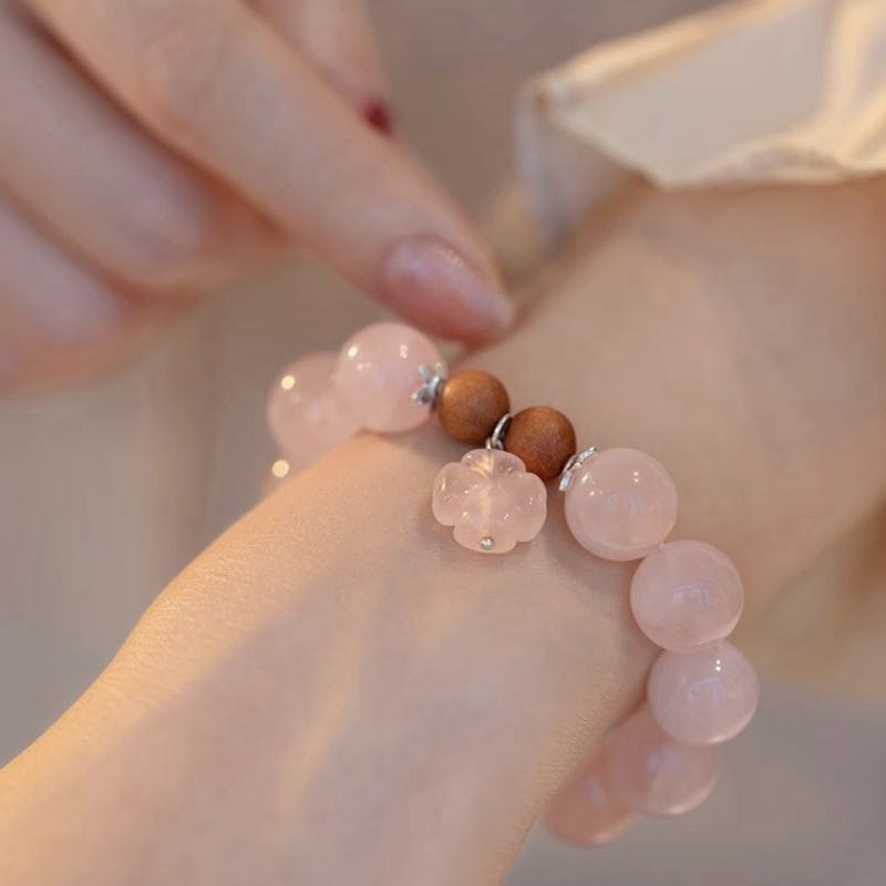 ATELIER-TIBET – Bracelet Quartz Rose – Douceur Florale, Argent