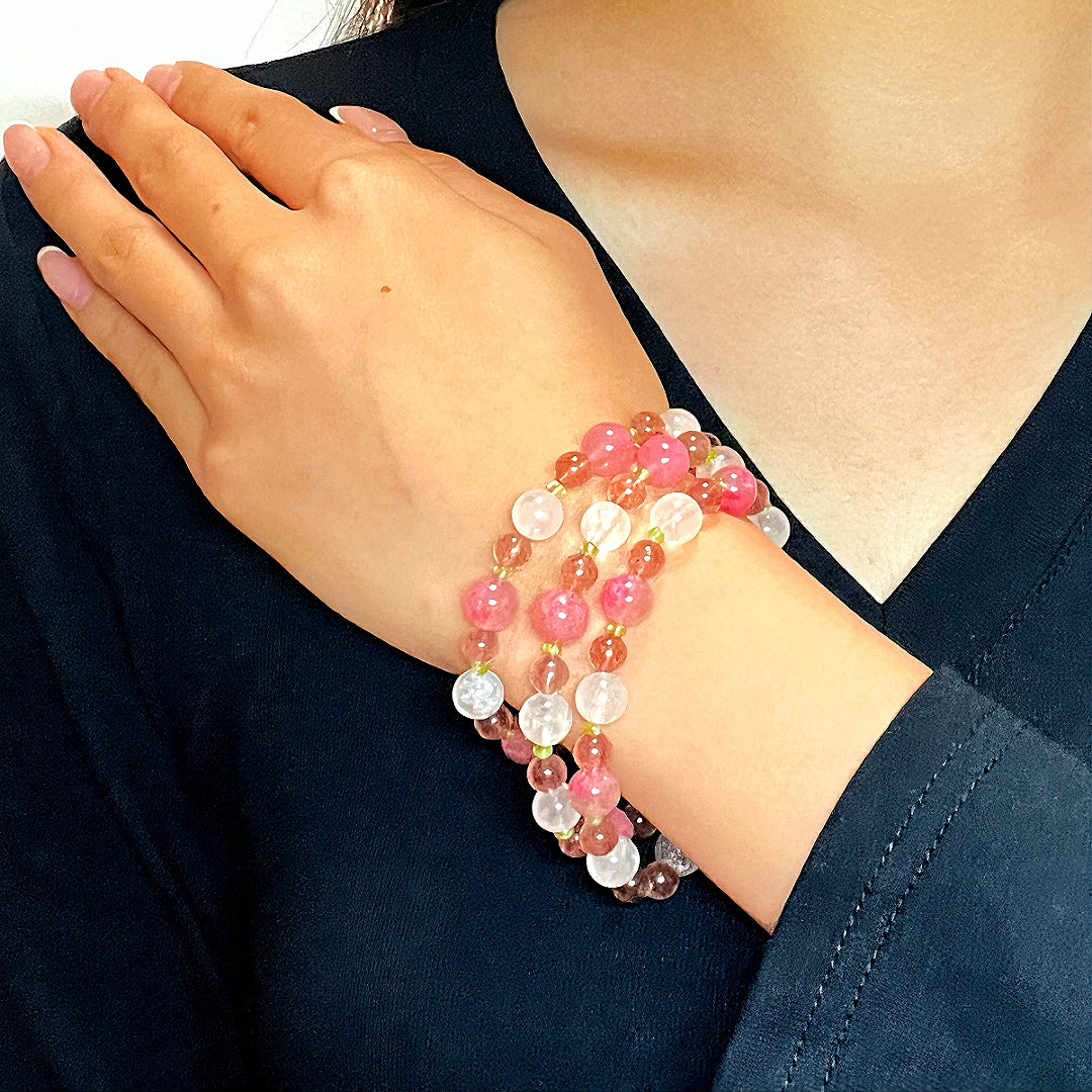 ATELIER-TIBET – Bracelet Rhodonite et Pierres naturelles – Fleurs de Printemps